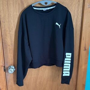 PUMA Women's Black Crew Neck Sweater with Logo
